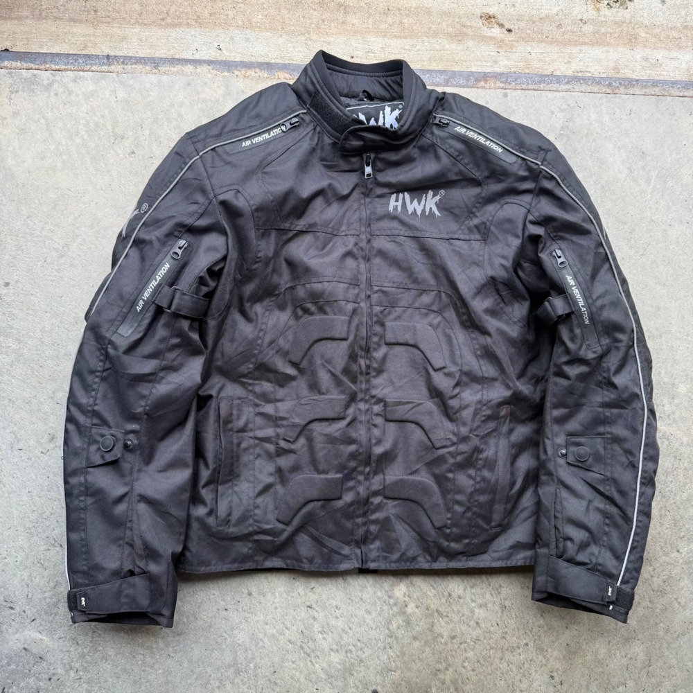 HWK Motorsports Black All Weather Mesh Motorcycle Jacket Armored Padded Small